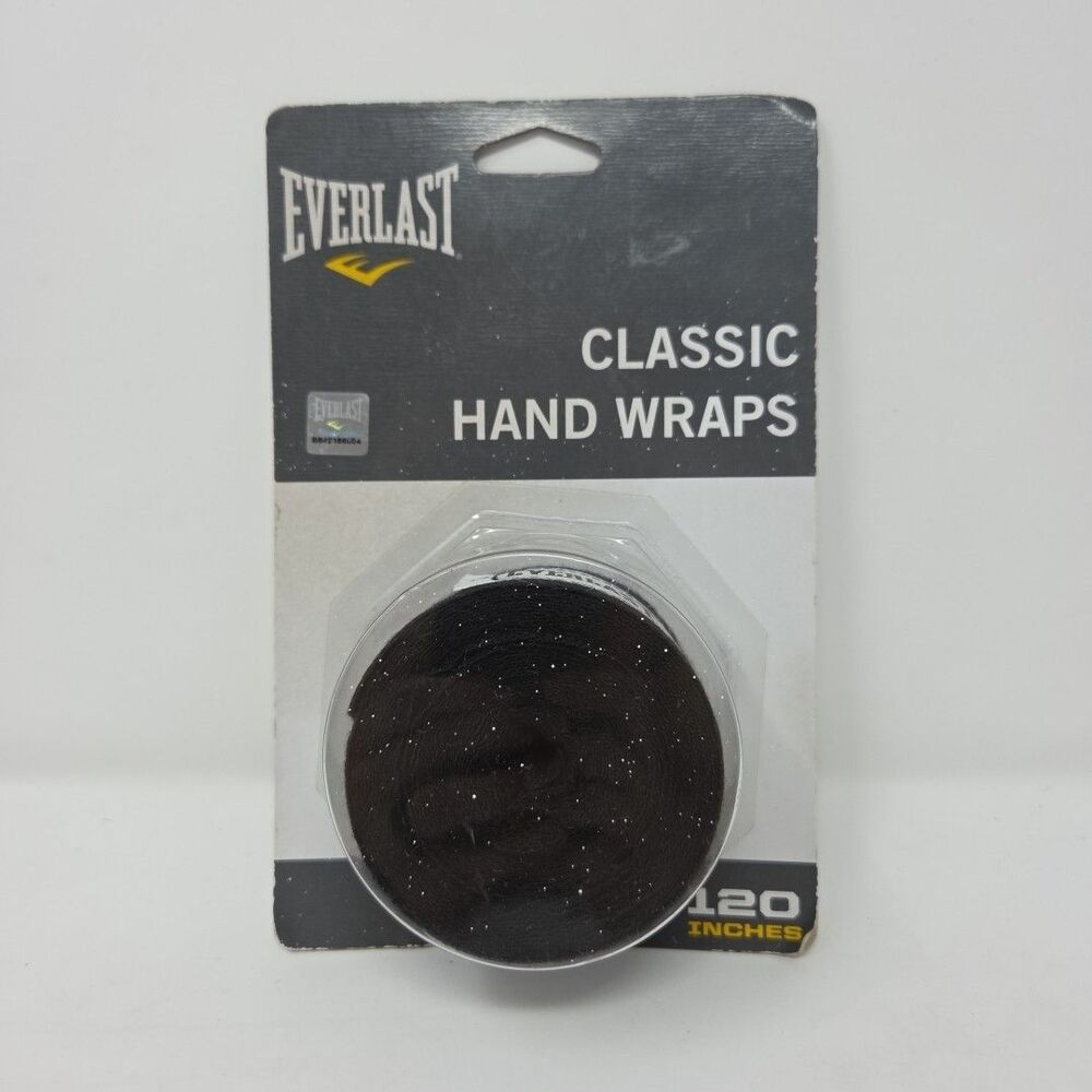 Everlast Classic Hand Wraps 120 Inches Black New in Damaged Packaging